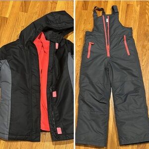 Kids Black and Gray Jacket and bibs/ snow suit
